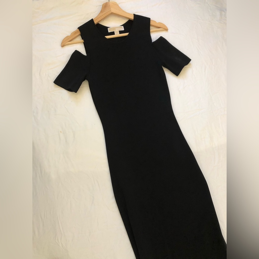 MICHAEL Michael Kors cold shoulder fitted midi body con dress